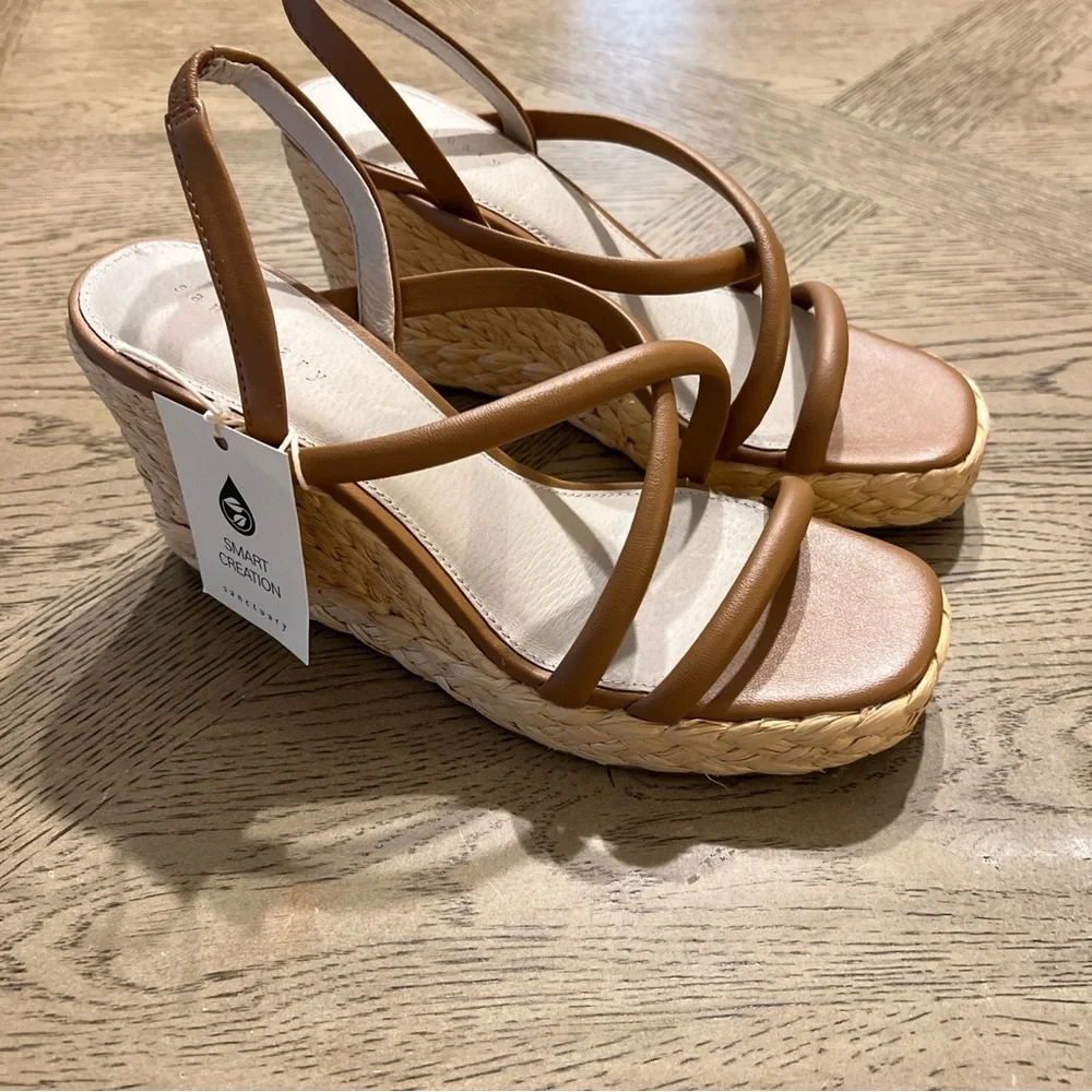 Sanctuary Tan Braided Espadrille Wedge Sandals